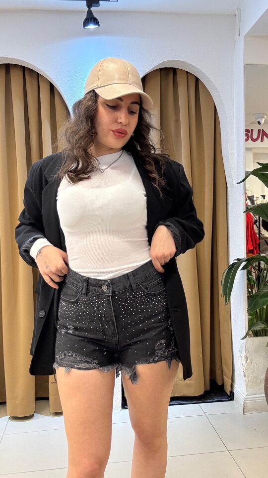 SİYAH KOT ŞORT