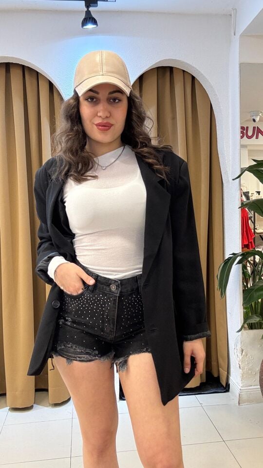 SİYAH KOT ŞORT