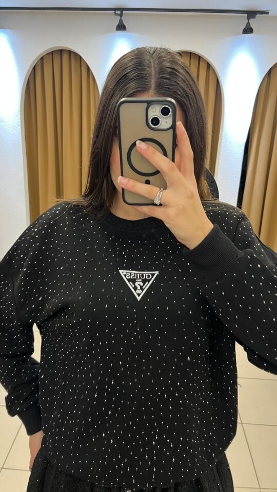 SİYAH  TAŞLI SWEAT