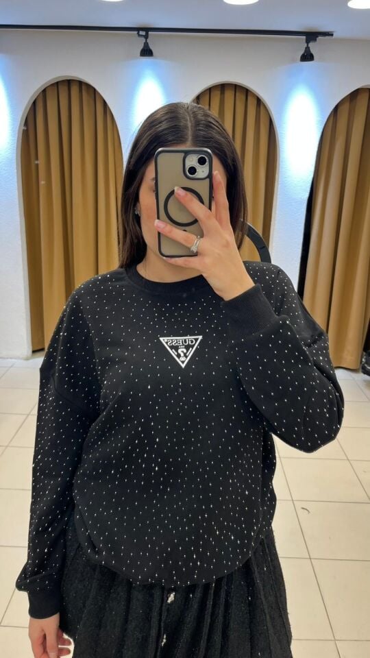 SİYAH  TAŞLI SWEAT 36