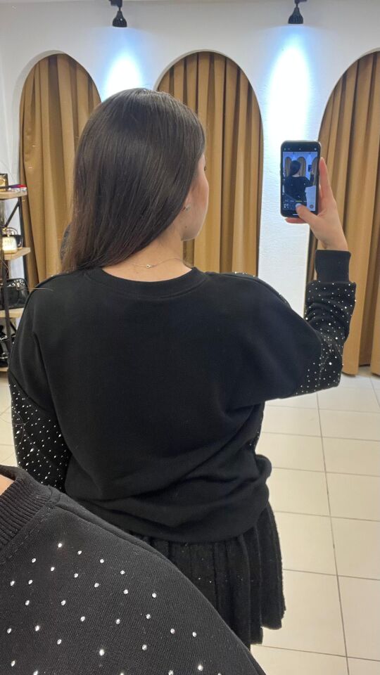 SİYAH  TAŞLI SWEAT