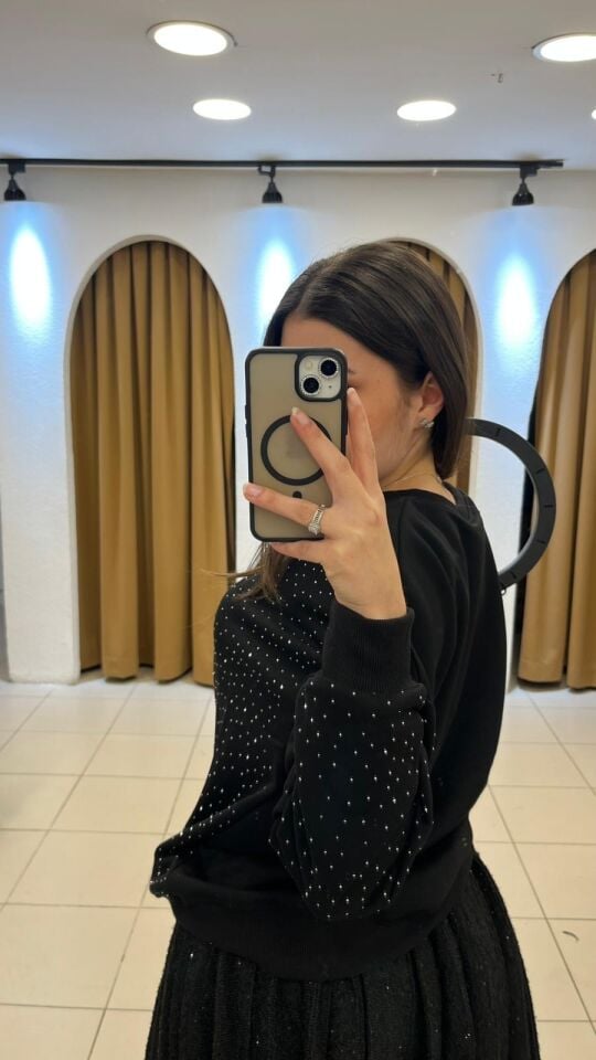 SİYAH  TAŞLI SWEAT